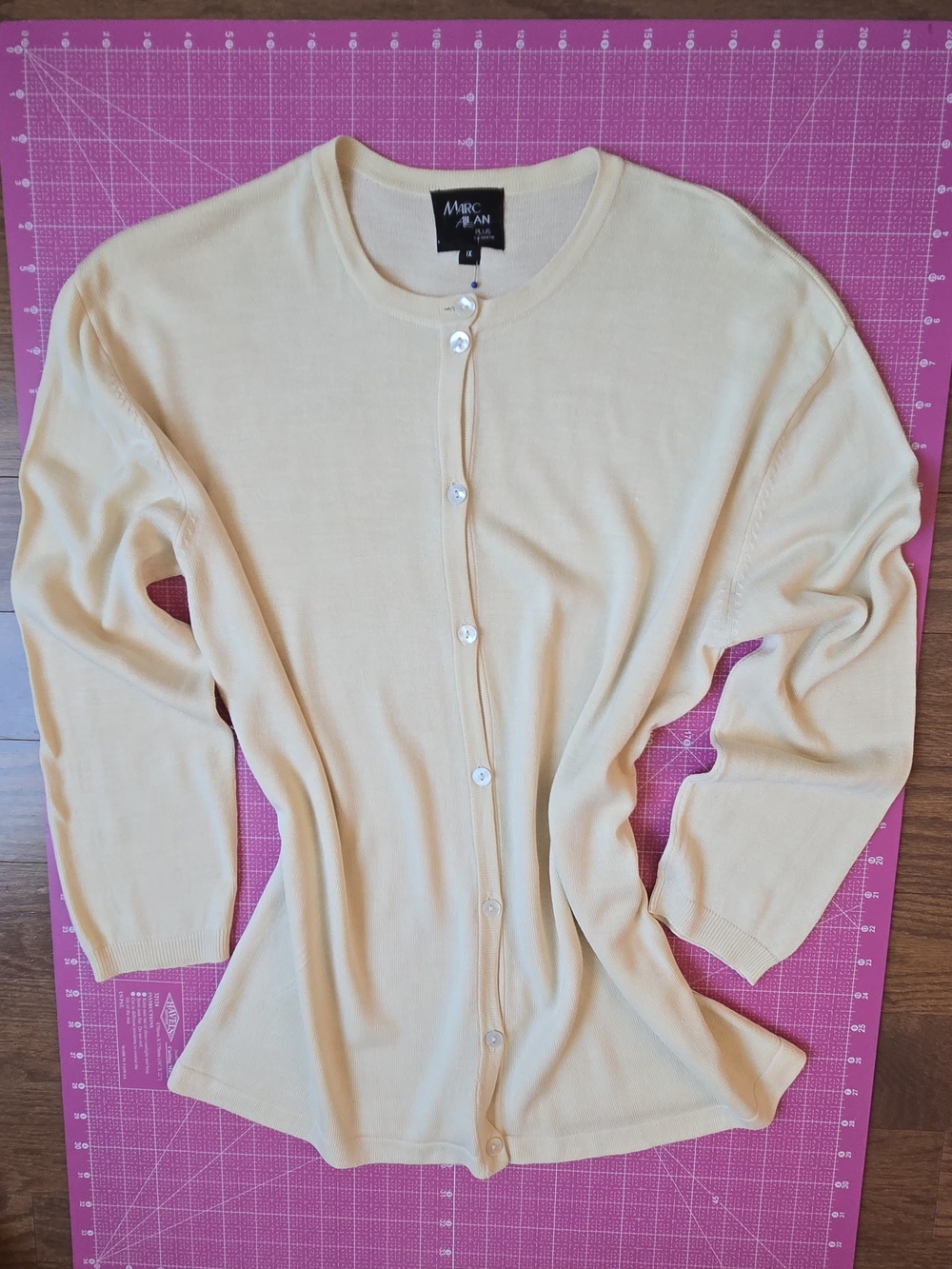 Marc Allan SILK Cream Button-Down Long Sleeve Cardigan